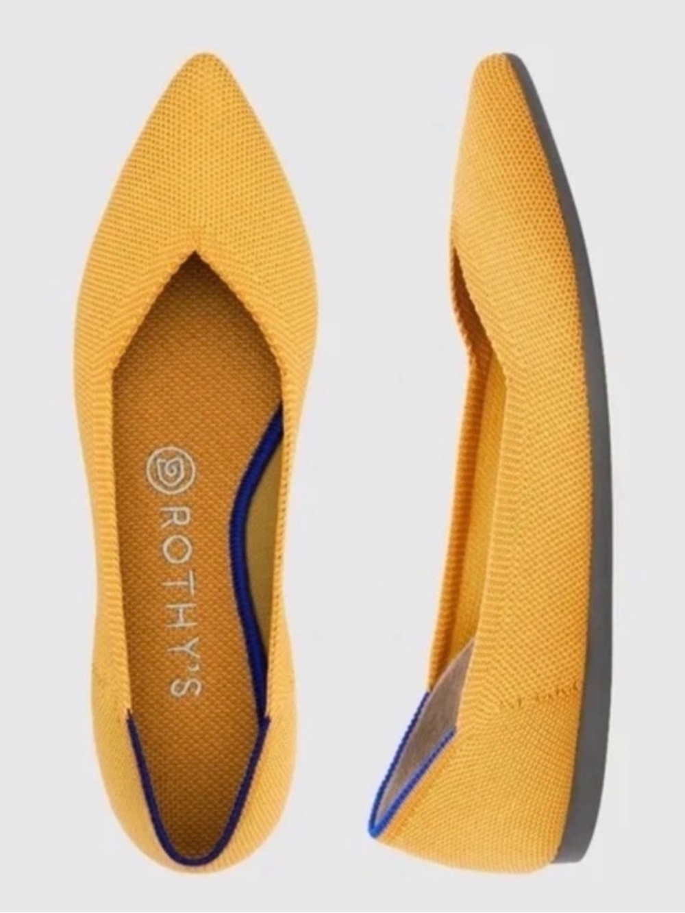 Rothy's Pointed Knit Flat in Marigold Mustard Size 7
